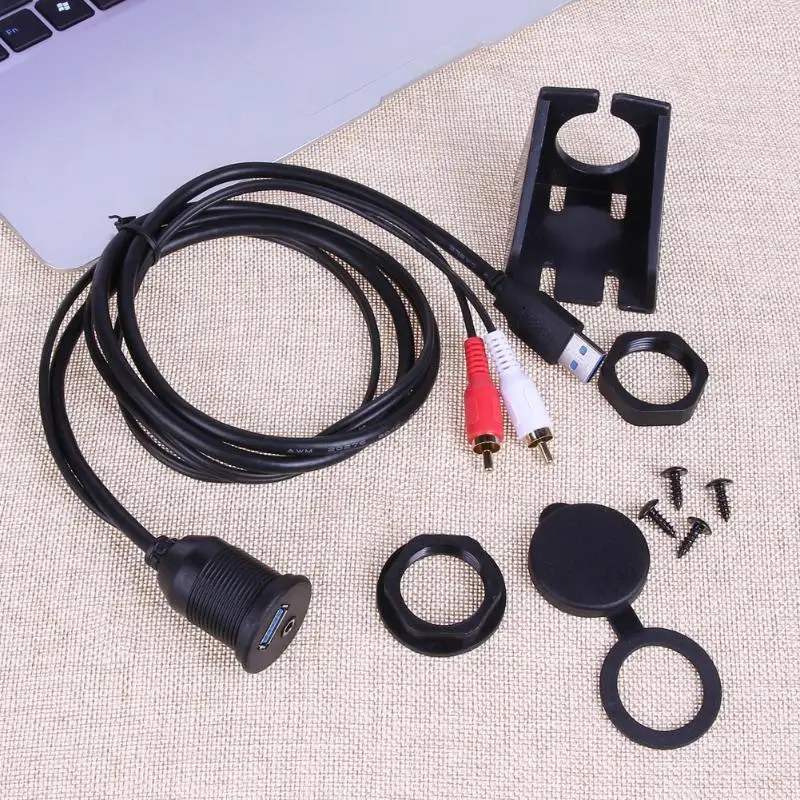 1 м USB 3 0 5 мм AUX к USB3.0 2 RCA Удлинительный кабель для скрытого монтажа автомобиля