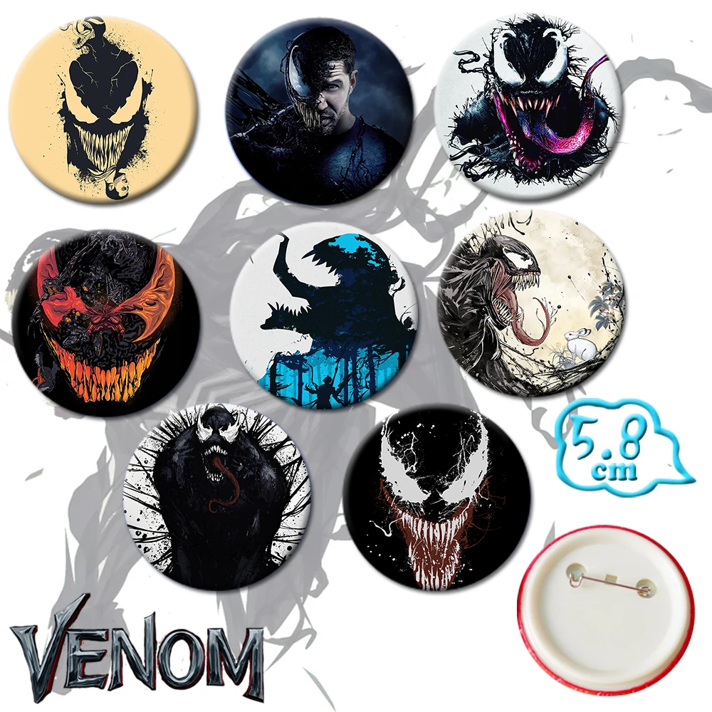 Giancomics Горячая Venom фильм шпильки Кнопка ПВХ милые значки с героями мультфильмов
