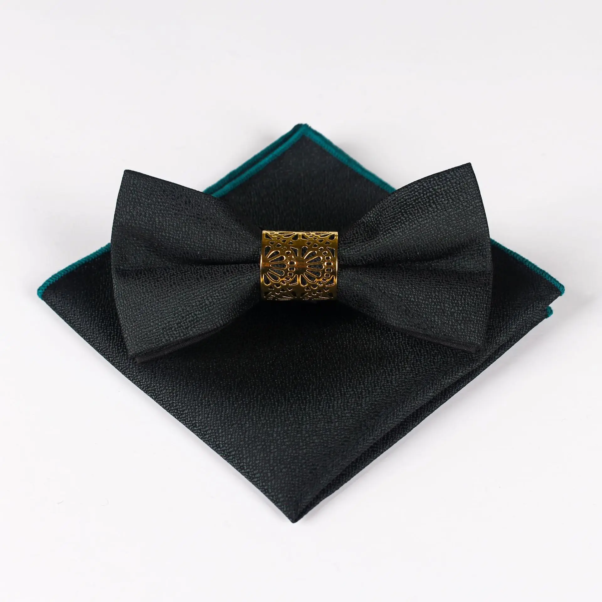 Mantieqingway галстук бабочка 2019 Горячий тренд набор металлический сердечник полиэстер матовый бант карман - Фото №1