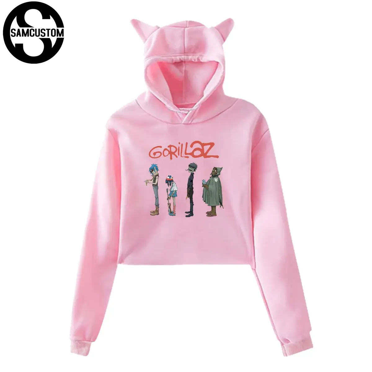 Женская толстовка с капюшоном SAMCUSTOM Gorillaz Band 3D принт кошачьими ушками и длинным