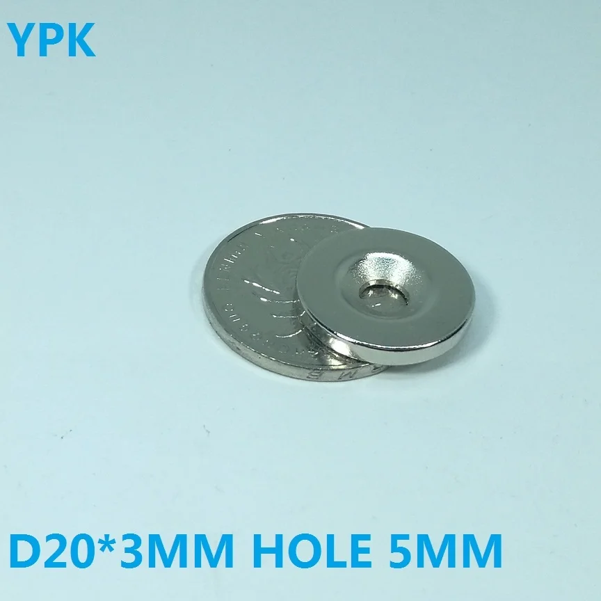 10 шт./лот неодимовый магнит 20*3 отверстие 5 N38 сильный мм D потайной NdFeB 20x3