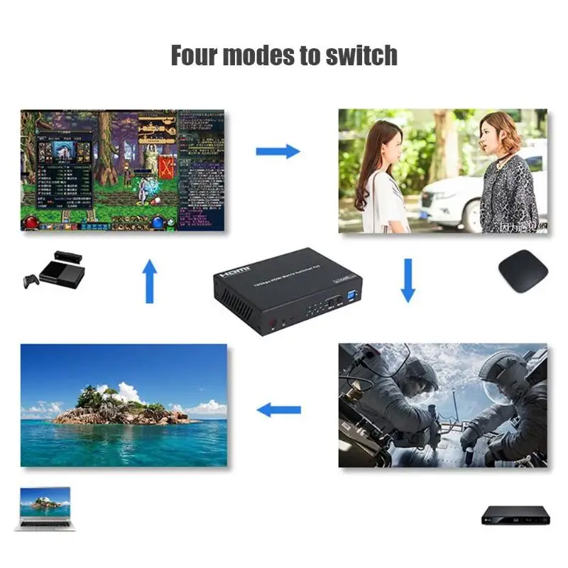 HDMI 18 Гбит/с 4x2 HDMI2.0 матричный коммутатор 4 K x 2 1080 P HD перфоратор Усилитель Поддержка