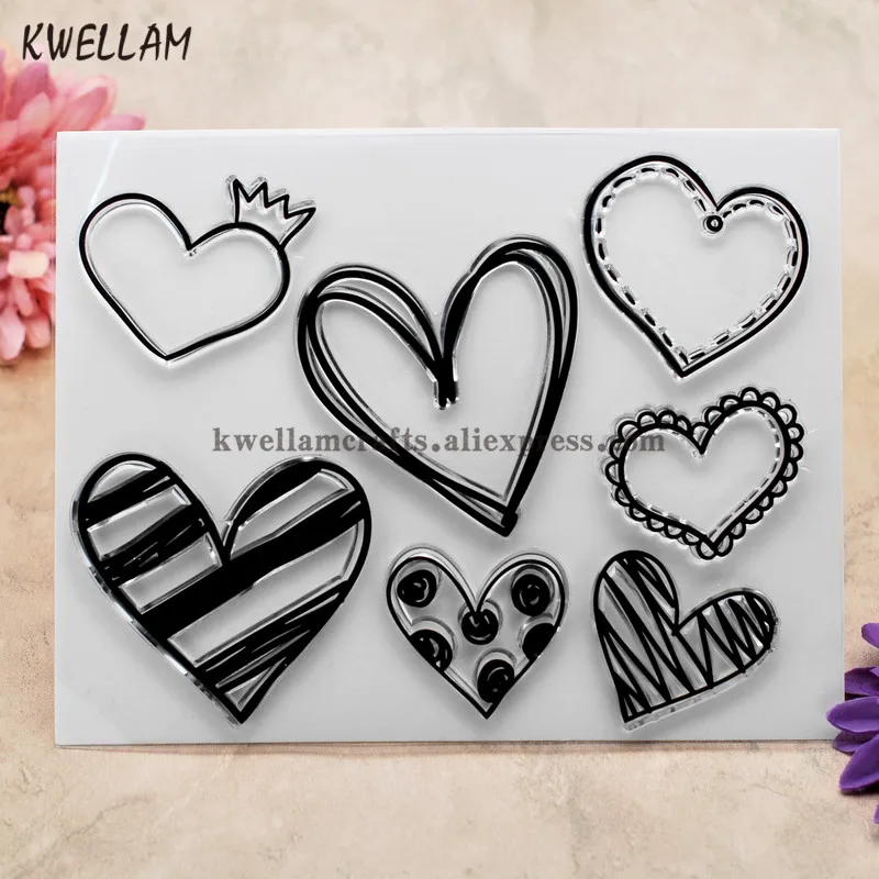 Сердца скрапбукинга DIY фото карты резиновые чистый штамп для прозрачный 14x18 см