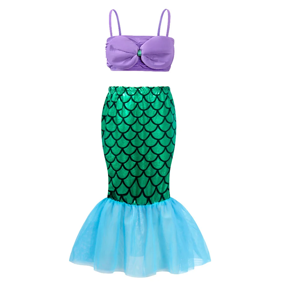 2019 модные купальники Русалочки для девочек купальник-бикини из 3 предметов