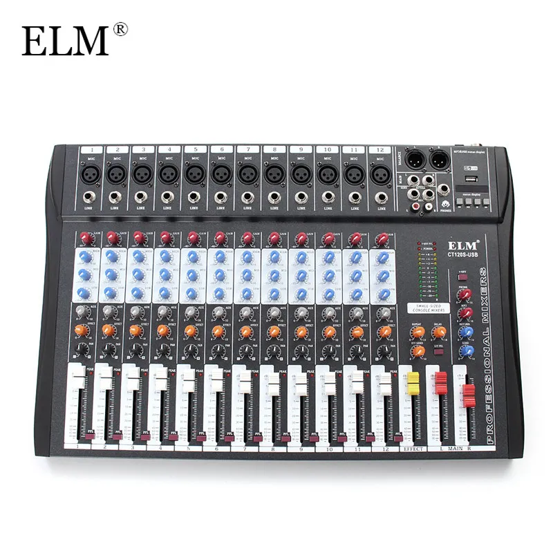 ELM 12 канальный профессиональный караоке аудио микшер микрофон цифровой пульт