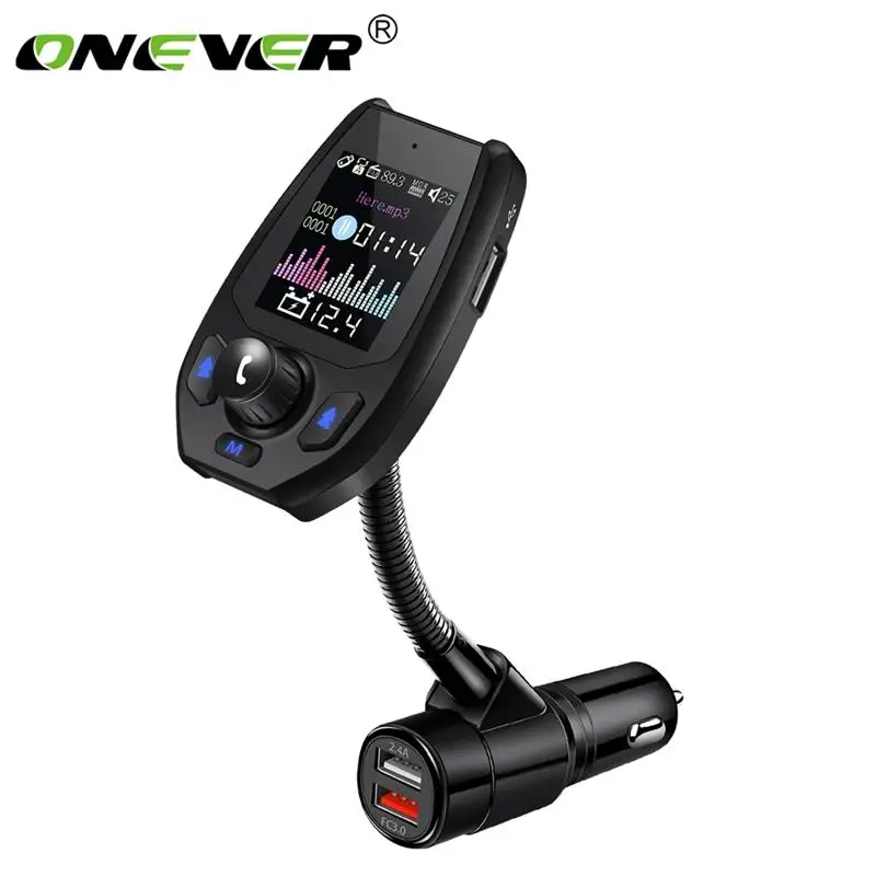 FM модулятор Onever с цветным экраном 1 8 дюйма Bluetooth 5 0 2 USB порта|FM-трансмиттеры| |