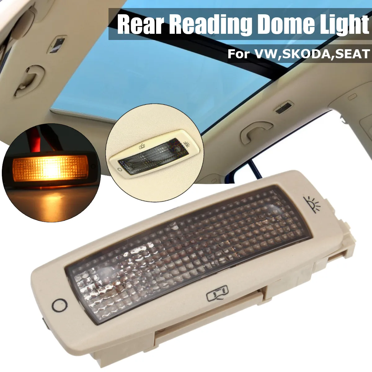 

Car Rear Reading Map Dome Light Ceiling Lamp For VW Golf Passat Tiguan For Skoda Fabia Superb For Seat Leon 3B0947291