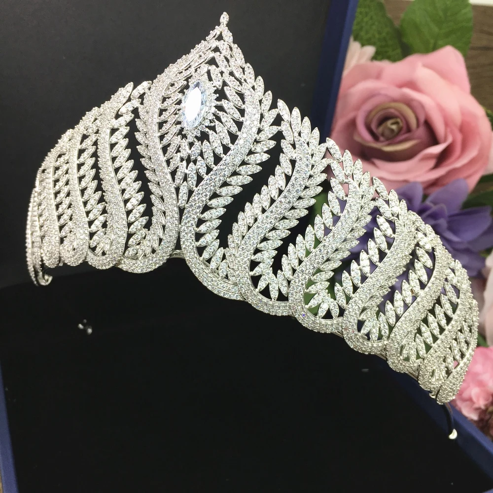 Тиара с микро покрытием полностью кубический циркон роскошная Корона из