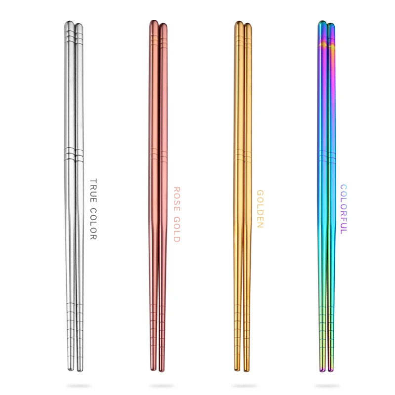 New 1 Pair Chinese Chopsticks 304 Stainless Steel 23cm Reusable Hollow Metal Colorful Luxury Grill Tools Anti-scalding | Дом и сад