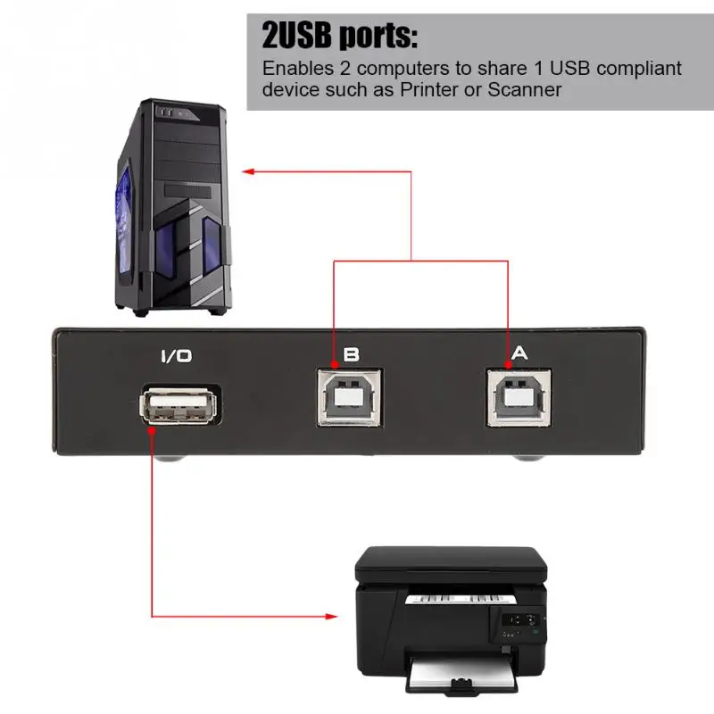 2/4 порт USB 2 0 ручной распределительный переключатель коробка для ПК Принтер