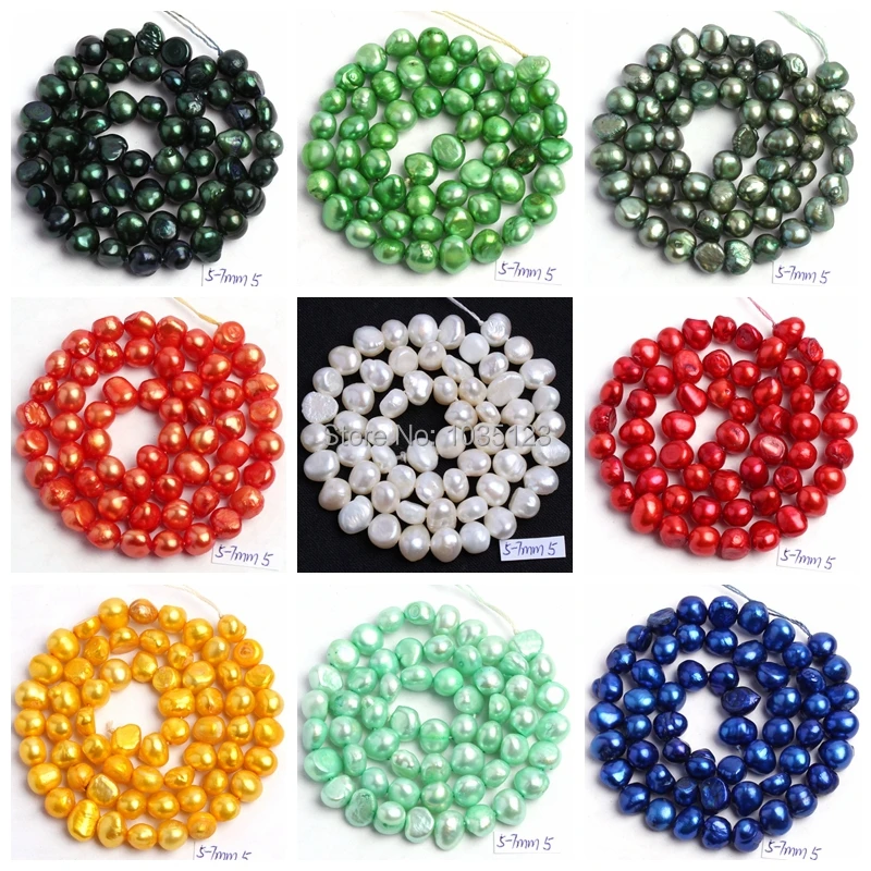 

18 Color 6-7mm Natural Multicolor Freshwater Pearl Irregular Shape DIY Loose Beads Strand 14" Jewellery Making wj49