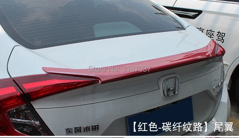 Спойлер для Honda Civic 10 2016 2017 АБС пластик неокрашенный Задняя Крышка багажника