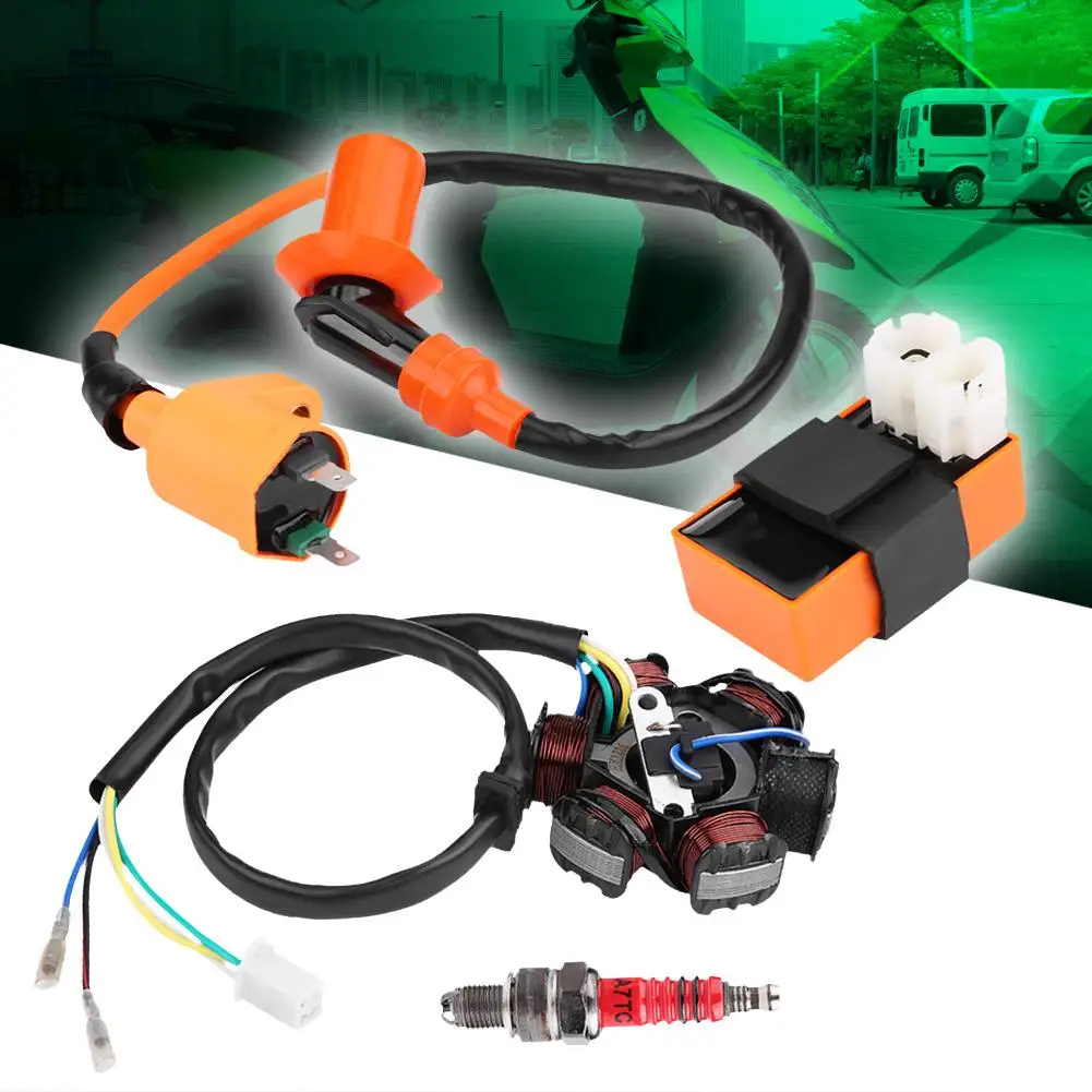 Катушка зажигания 6 pin CDI блок катушка МАГНЕТО СТАТОР Свеча для GY6 125cc 150cc ATV Скутер