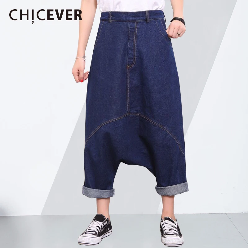 CHICEVER весенние джинсовые брюки для женщин 2019 свободные штаны шаровары большой