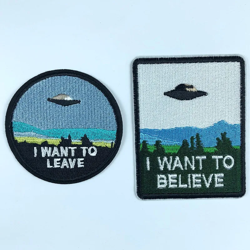 Высокое качество круглый квадратный UFO вышитые патчи железа на одежду DIY