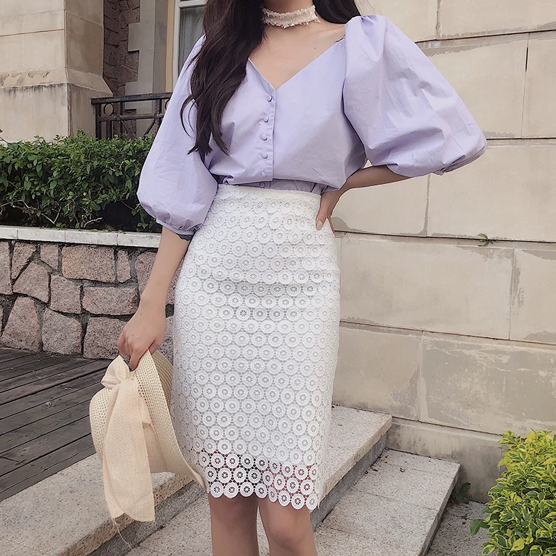MoYan 2018 New Arrival Casual Women Hollow out Skirt Spring Summer Hot Sale Female Stylish White Above Knee | Женская одежда