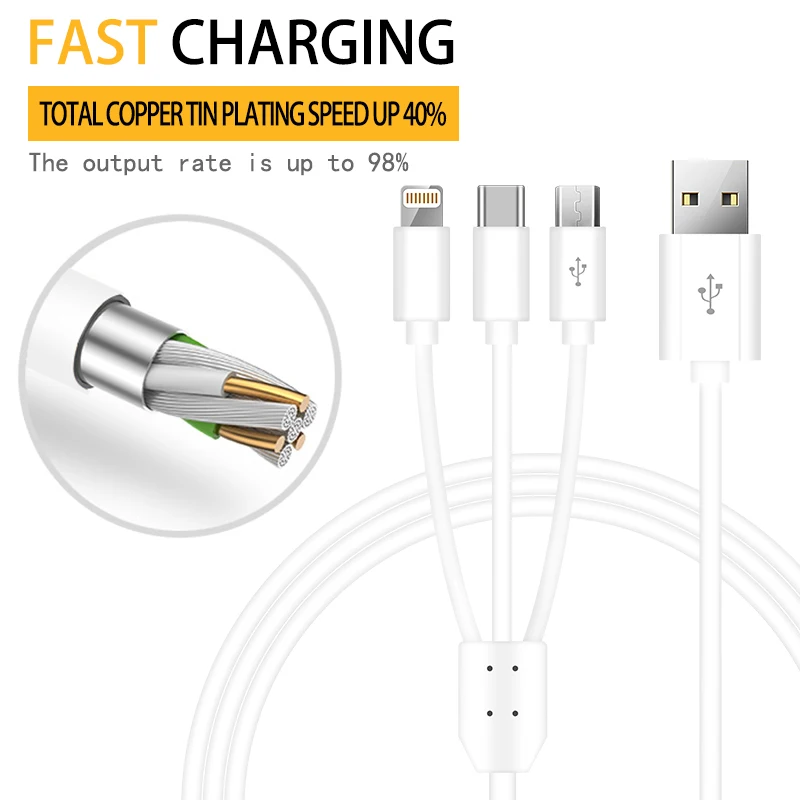 Usb кабель для зарядки IOS и Micro Type C 3 в 1|Комплекты аксессуаров телефонов| |