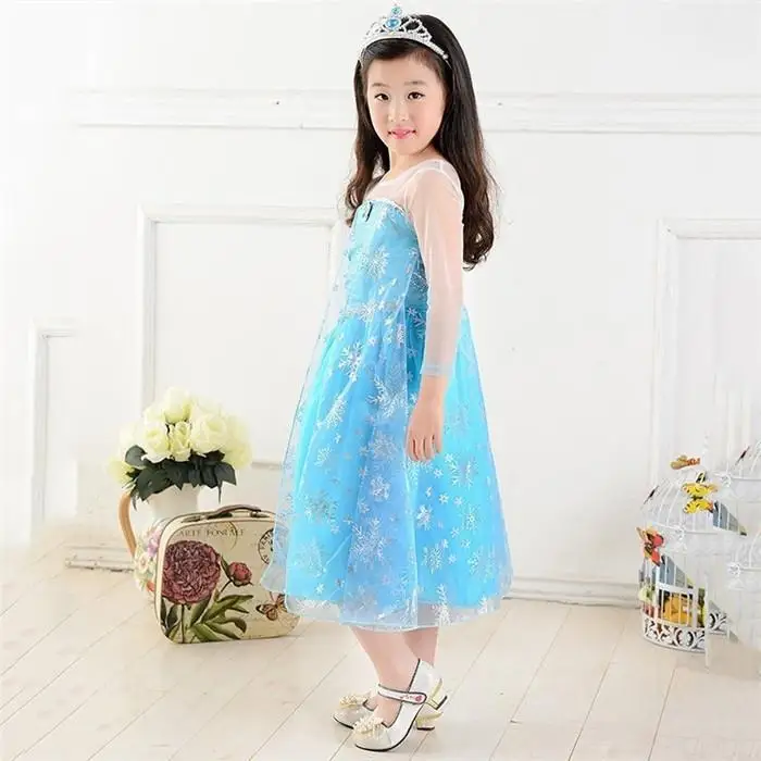 Платье для девочек синее платье Снежной королевы из тюля костюмированной