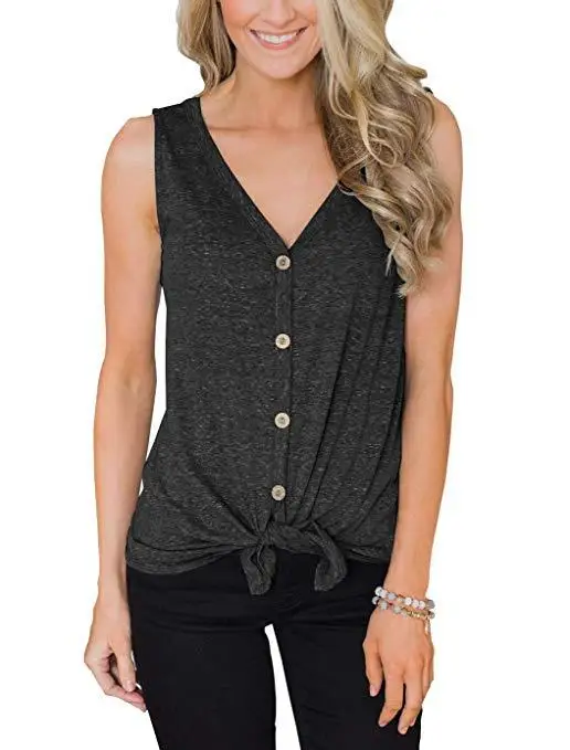 2019 Spring New Style V Collar Women Sleeveless Cardigan T-shirt Bottoming Shirt Vest | Женская одежда