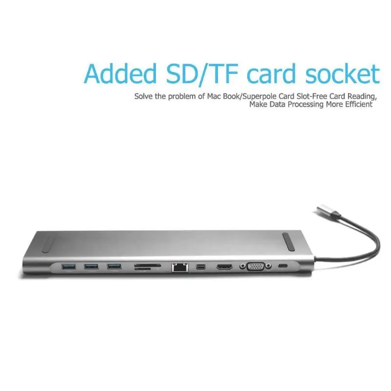 11 в 1 концентратор Тип usb с разъемами типа C и USB3.0 TF HDMI VGA RJ45 дисплейный порт MiniDP док