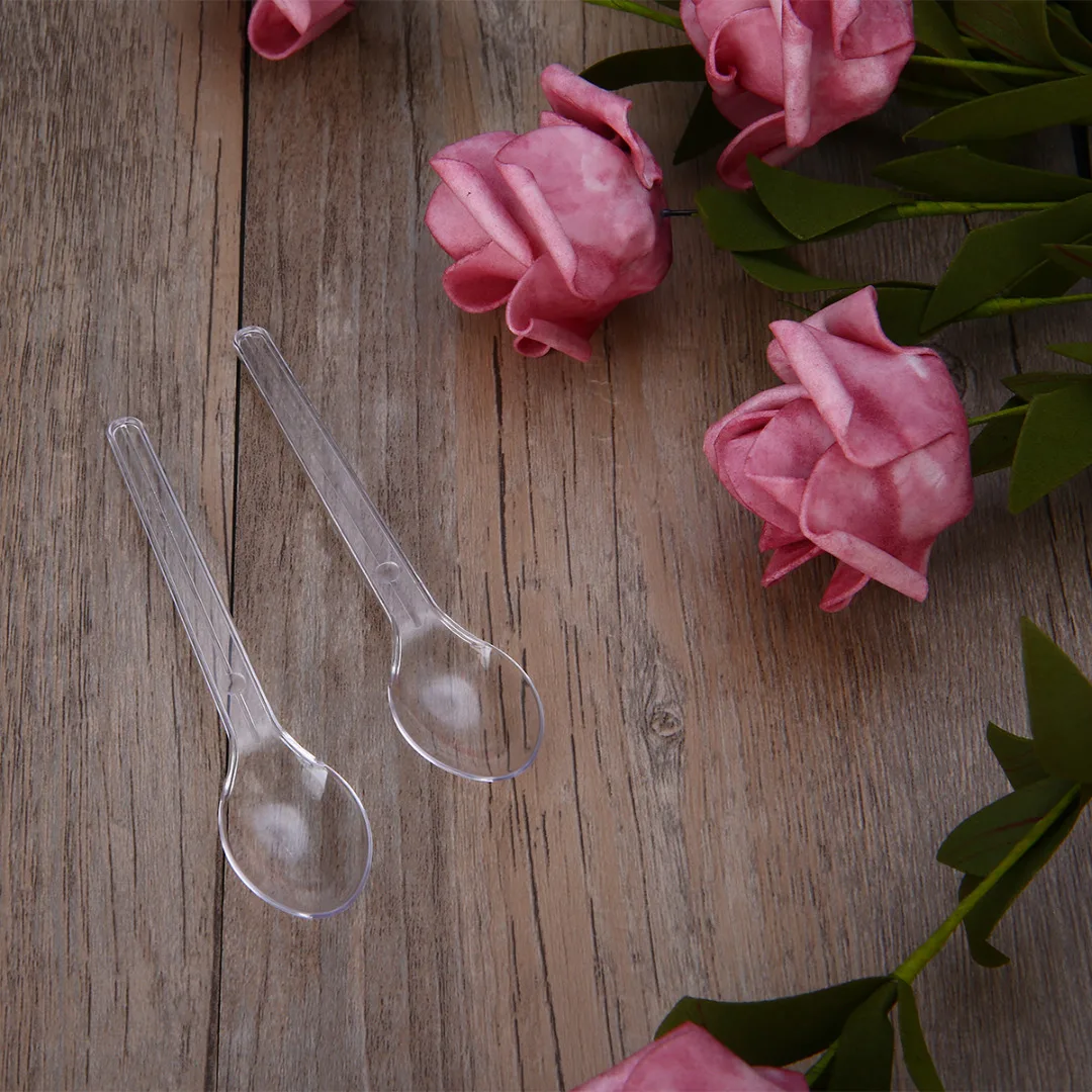 New 25/50pcs Plastic Mini Spoon Disposable Spoons for Coffee Ice Cream Dessert Serving Tool Wedding Party Teaspoon Mayitr |