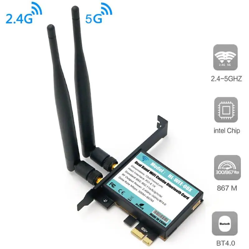 Двухдиапазонный беспроводной WiFi 802.11A/B/G/N/AC + Bluetooth4.0 802.11AC AC1200 карта PCB адаптер для
