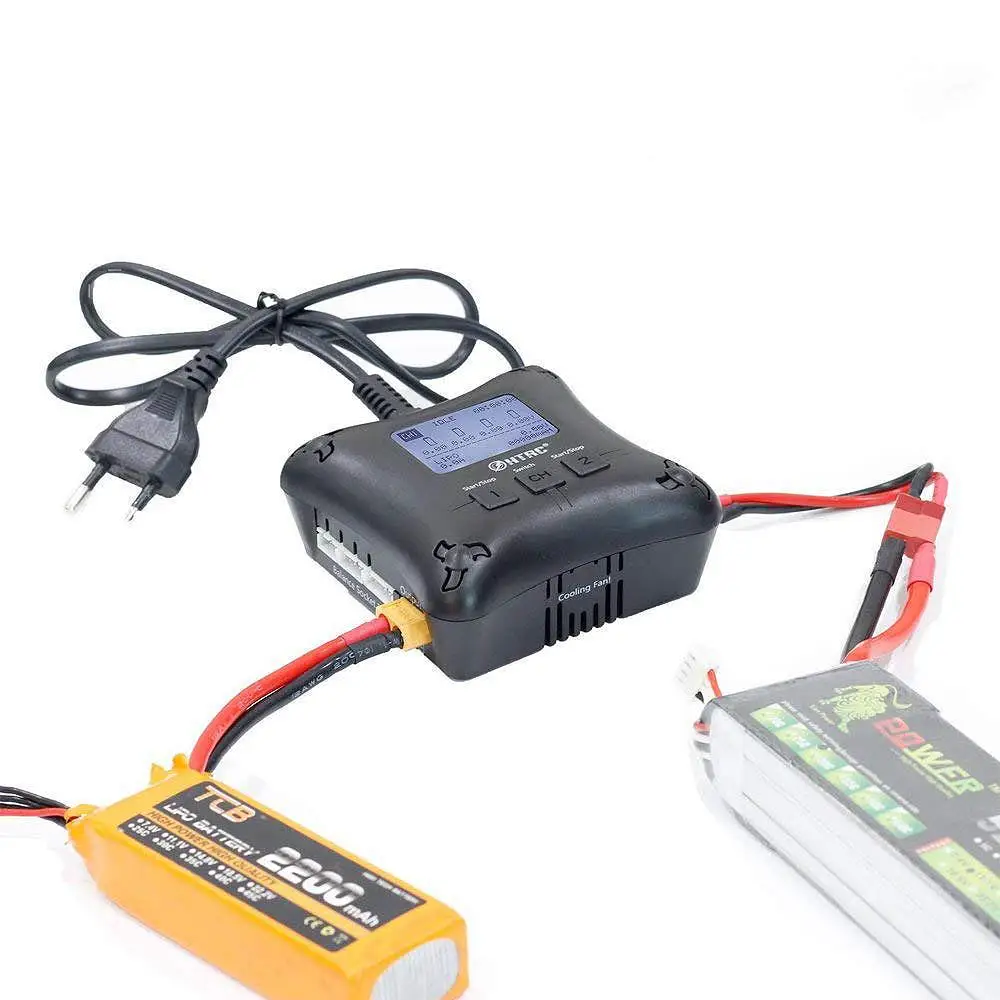 Горячие предложения Eu Plug Htrc Lipo Battery Charger Duo Mini Rc Dual Port 20Wx2 2A X2 H4Ac для 2 4S Charging|Зарядные