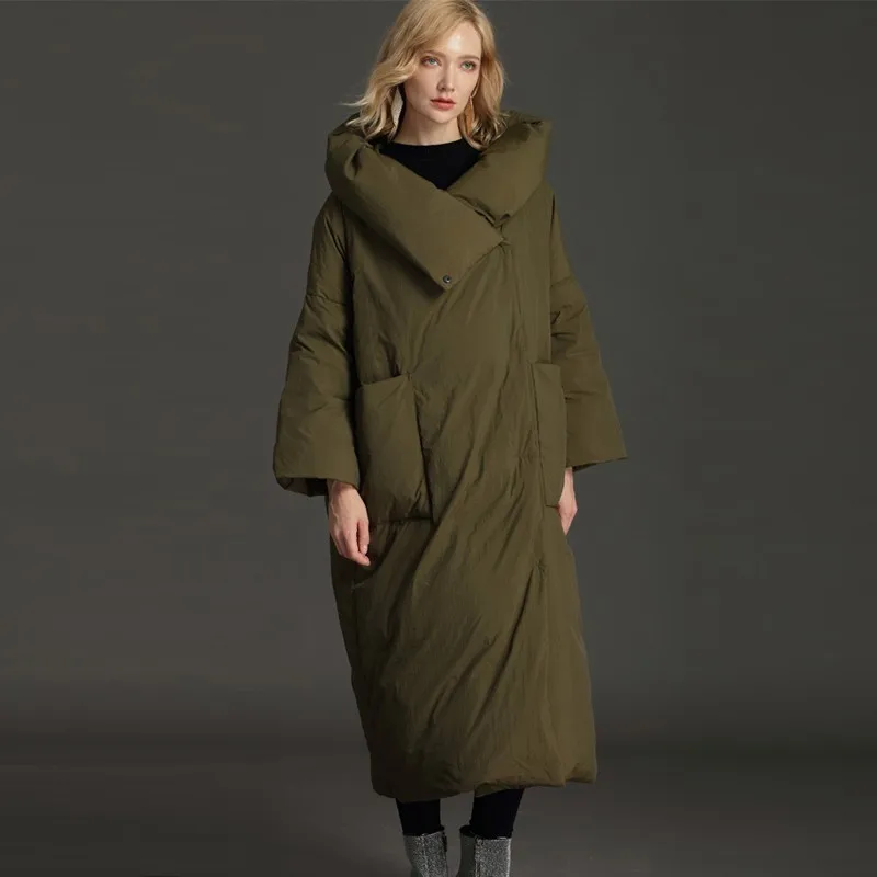 XS-7XL Женская куртка зимняя парка на утином пуху толстая теплая верхняя одежда