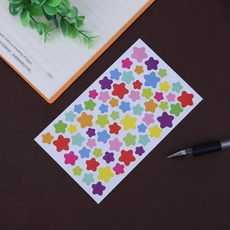 6 Sheet Colorful DIY Photo Album Sticker Love Heart Five-pointed Star Round Circle Rainbow Color Kids Stationery Diary Stickers |