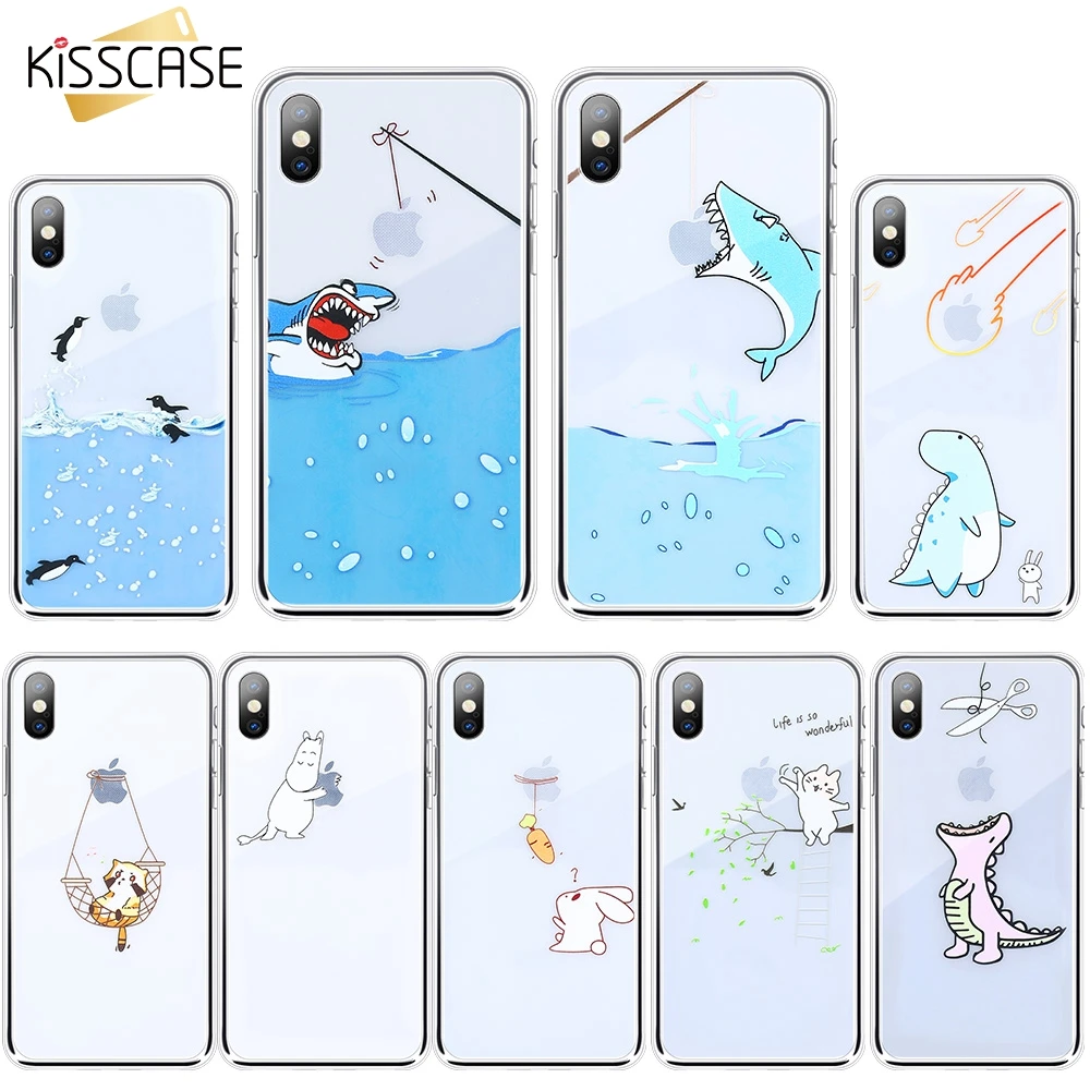 KISSCASE Забавный Мягкий силиконовый чехол для iPhone X XS Max XR прозрачный с логотипом iphone