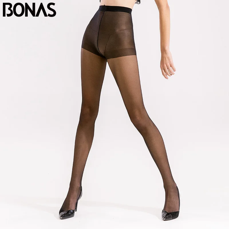 BONAS, 3 шт./лот, 12D, тонкие женские колготки, плюс размер, колготки для женщин, одноцветные, дышащие, нейлоновые колготки, сексуальные колготки, Collant Femme