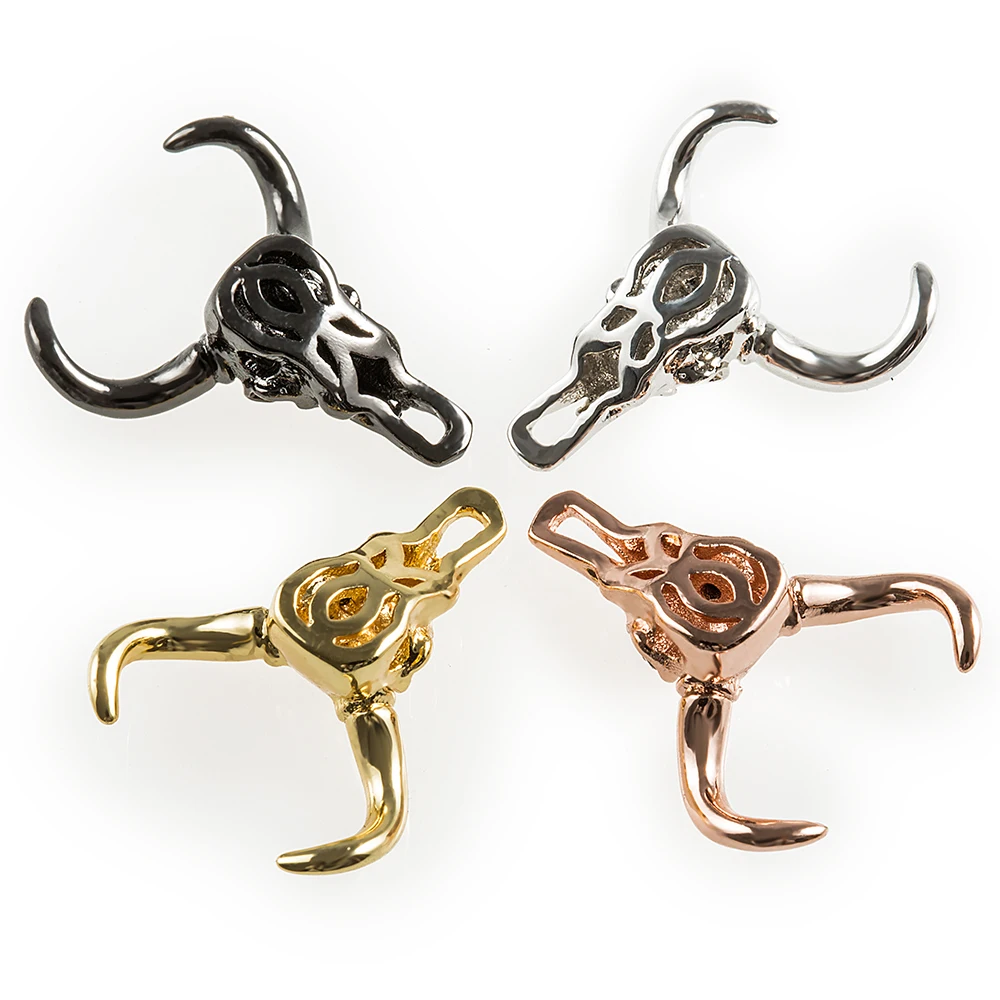22*17mm Cow Head New High Quality Brass Cubic Zirconia Diy Men's Beads Bracelet Jewelry Making Accessories Connector Finding | Украшения