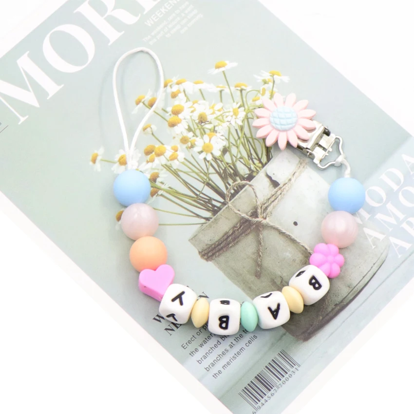 Новый силиконовый зажим для детской соски Diy персонализированное имя красочная