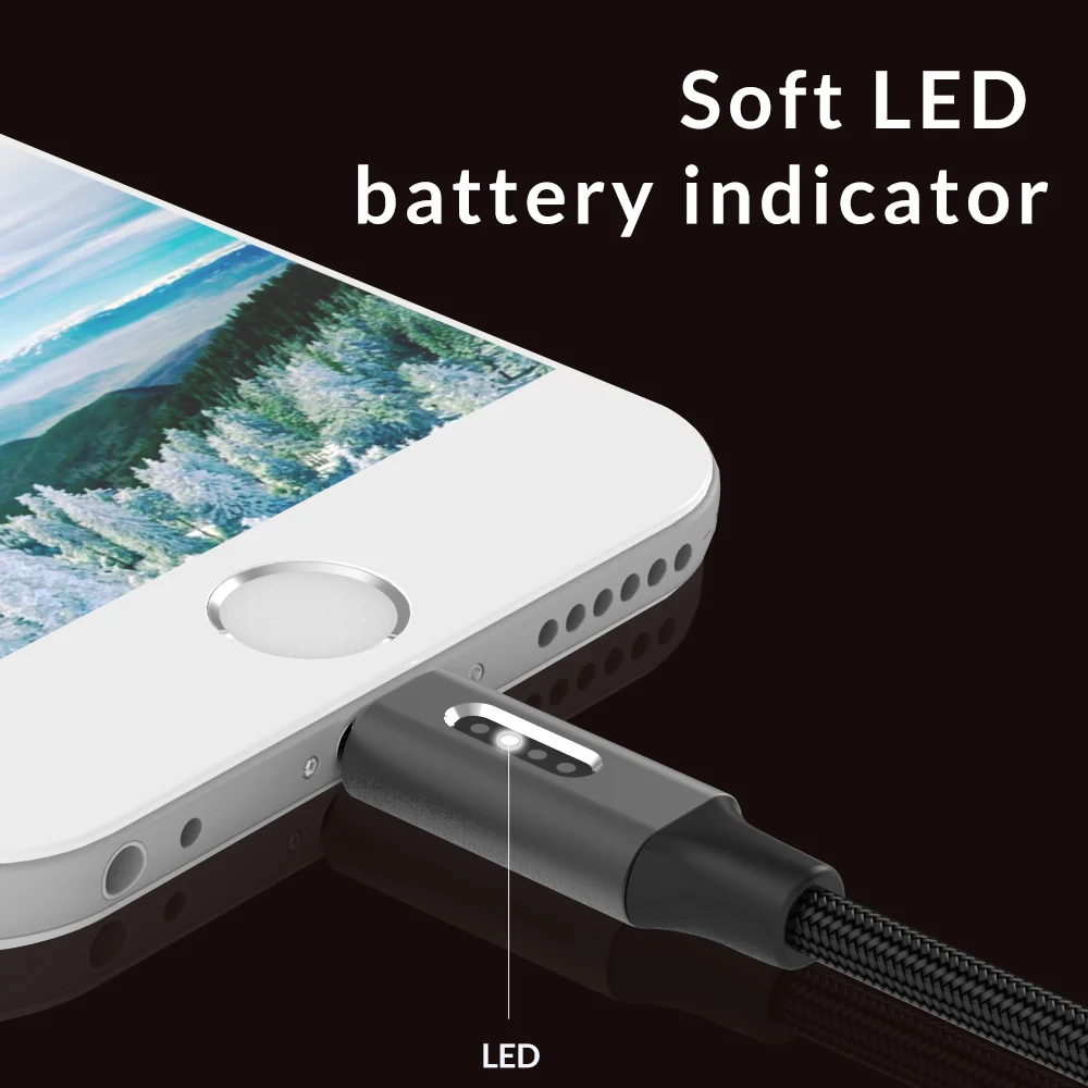 ORICO USB Cable with LED Indicator For iPhone 6 6s 7 Plus Denim Fast Charger Data Apple 5 5s IPad Air | Мобильные телефоны и