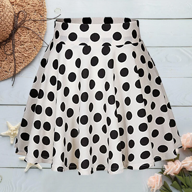 Модные юбки в горошек для женщин Повседневная Ретро эластичная мини юбка с