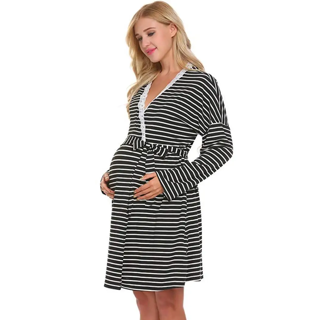 Для женщин с v образным вырезом в полоску длинными рукавами Разделение для