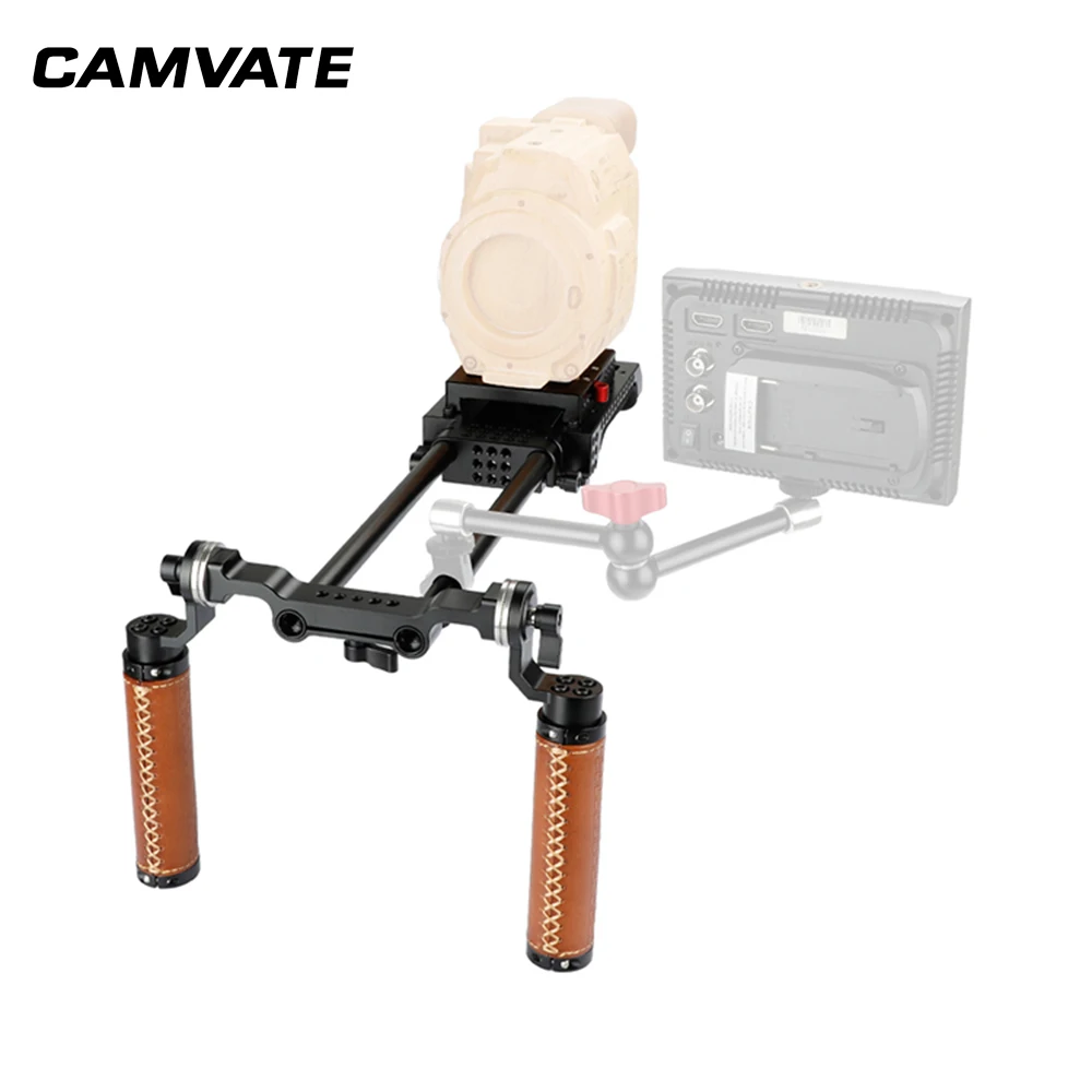 CAMVATE ручной двойной ARRI Rosette Grip(кожа) Наплечная установка для VCT-U14 Штатив Адаптер C2033