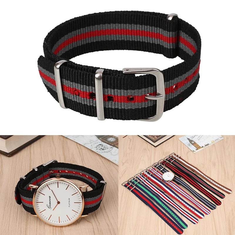 Тканевый нейлоновый ремешок для часов с пряжкой спортивный сменный аксессуары