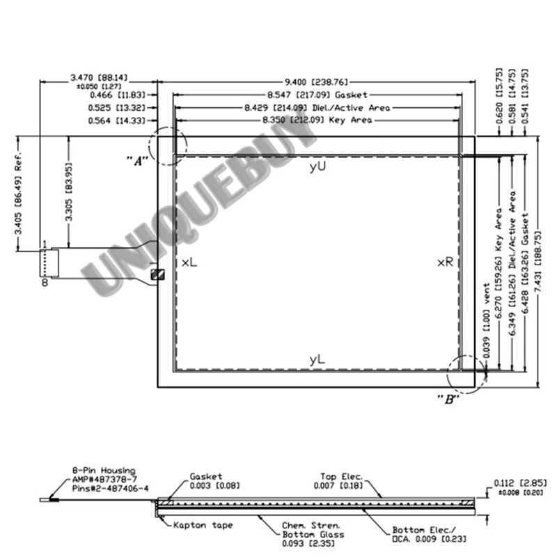 

10.4'' 8-wire For GUNZE USA 100-0941 140-1490 touch screen