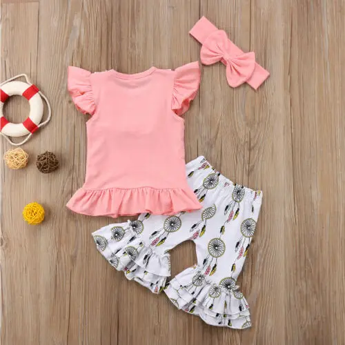 Комплект из 3 предметов для маленьких девочек: футболка с рюшами + штаны леггинсы