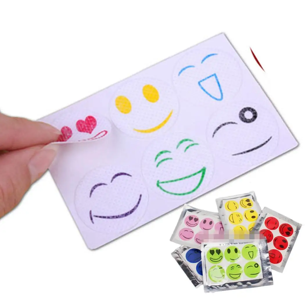 6 шт Пластырь от комаров смайлик анти наклейка антимоскитная репелленты ребенок