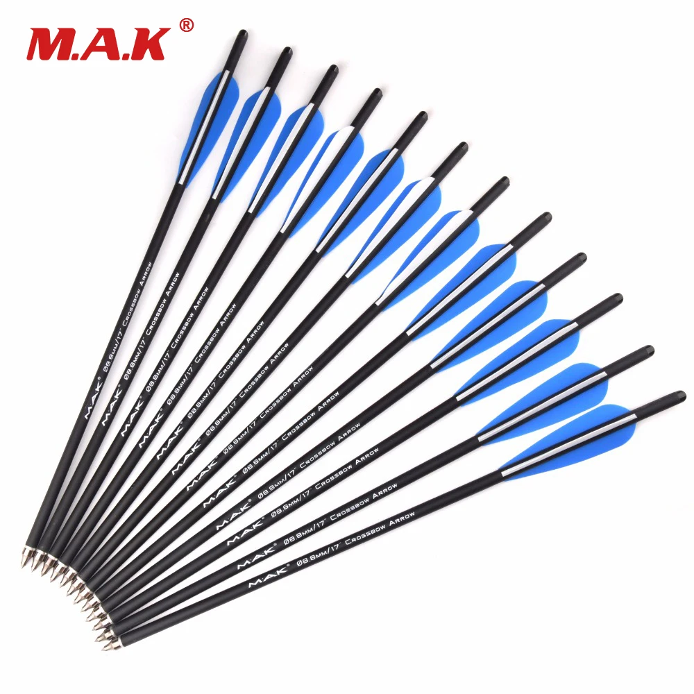 

US 6/12/24 pcs Carbon Crossbow Arrow 17 Inches Diameter 8.8mm 125 Grain Tip Point for Archery Bow Hunting Shooting