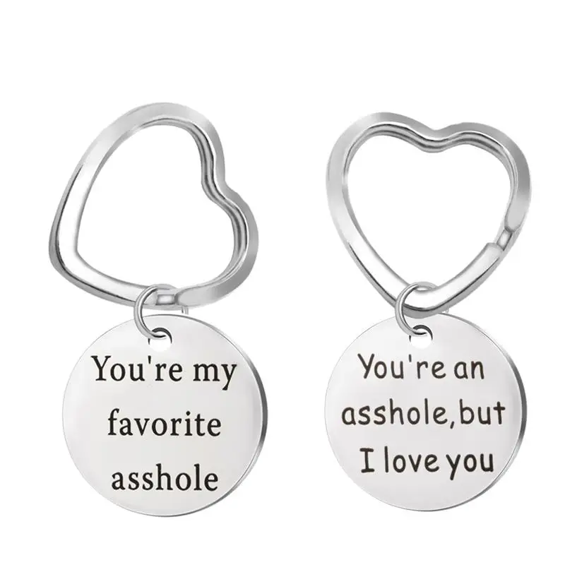 2Pcs/Pack Creative Couple Keychains Lettering Stainless Steel Heart Shape Key Rings Auto Car Keys Chain for Boyfriend Lovers | Автомобили