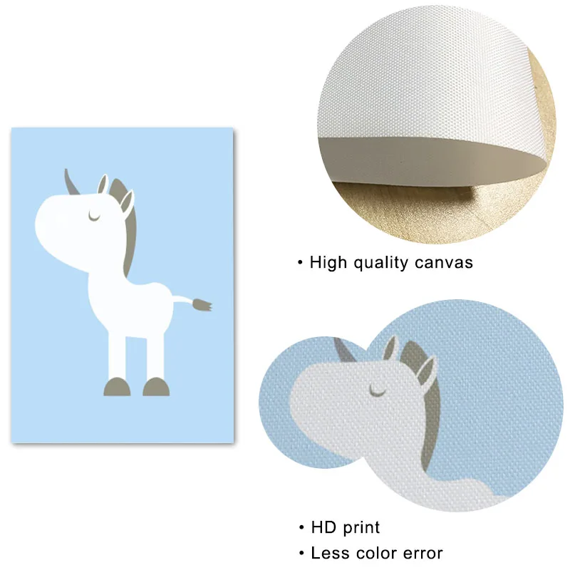 Мультяшный детский художественный принт Радужный постер с единорогом где то над