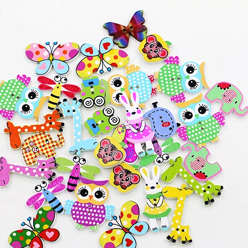 20 # Новые Креативные дешевые 50x смешанные мультфильм животных 2 отверстия