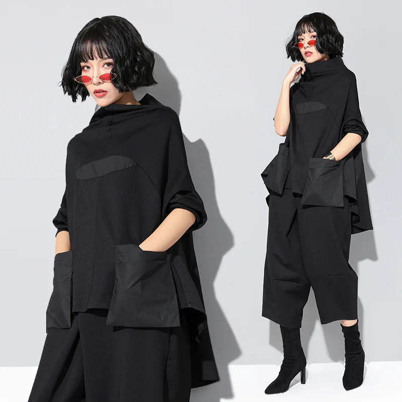 Женские лоскутные футболки Max LuLu черные повседневные хлопковые в Корейском стиле