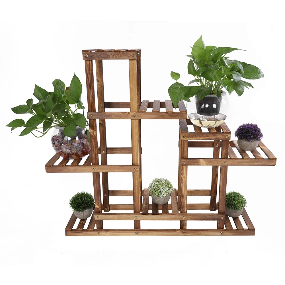 

Wooden Multilayer Standing Potted Plant Storage Rack Shelf Household