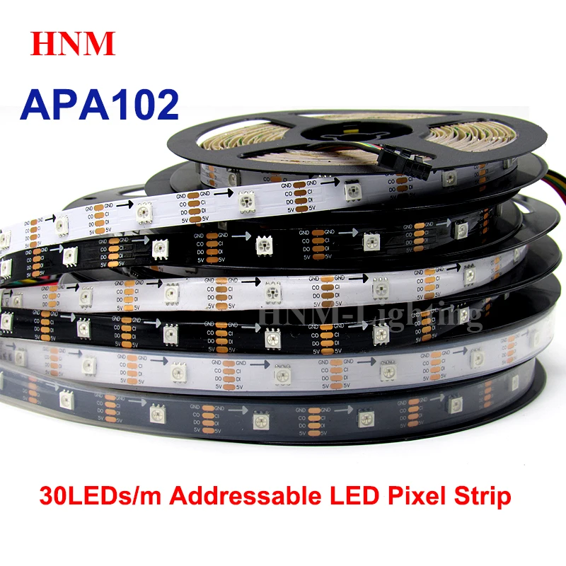5 м 30 светодиодный s APA102 цифровой RGB полосы 5050 SMD белый черный гибкая печатная плата