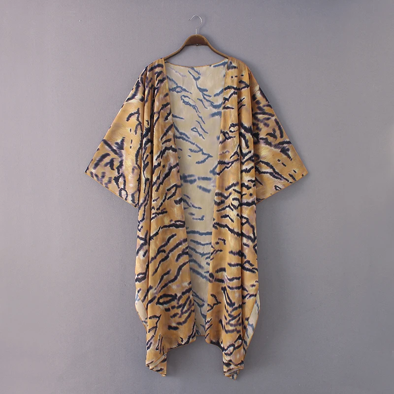 Женская свободная накидка с длинным рукавом плюс размер повседневное кимоно