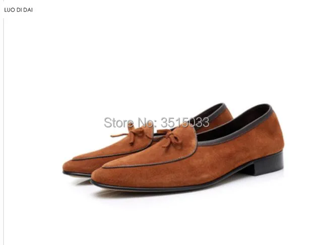 2019 New Men party loafers men wedding shoes bow casual suede leather flats point toe vintage dress low heel | Обувь